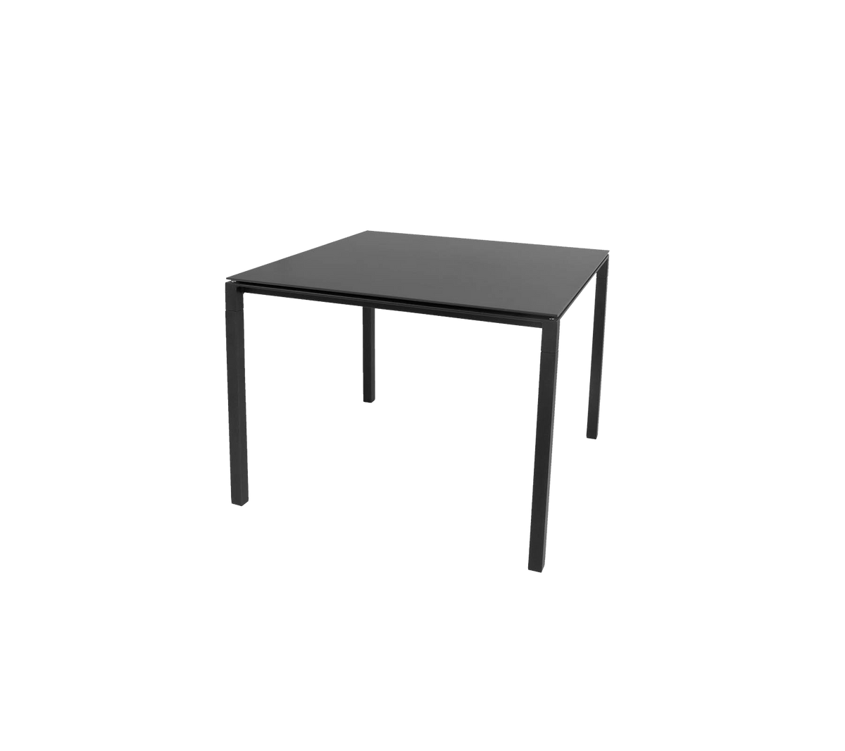 Pure dining table 100x100 cm lava grey aluminium with nero black ceramic by Cane-line