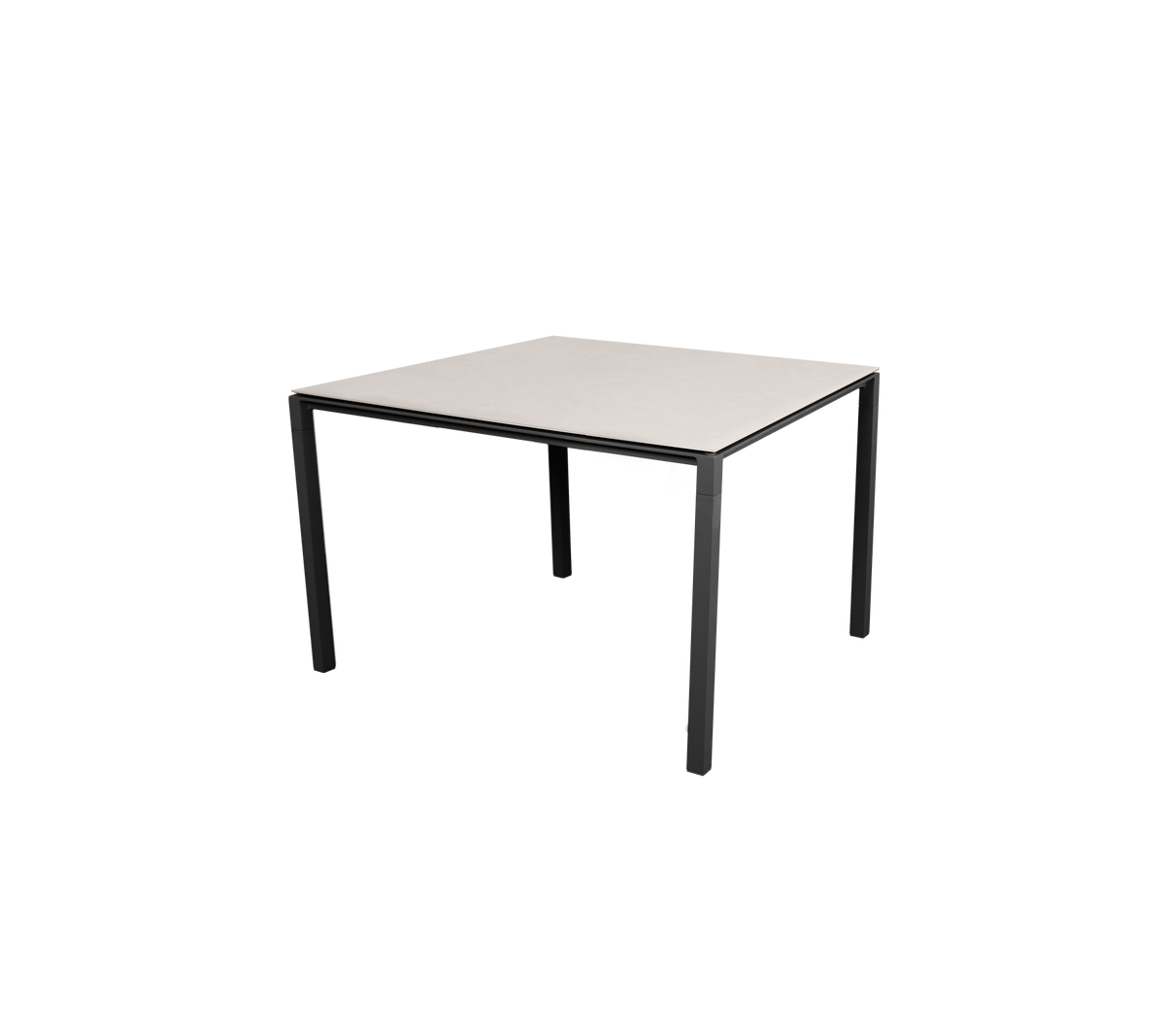 Pure dining table 100x100 cm lava grey aluminium with toscana sand ceramic by Cane-line