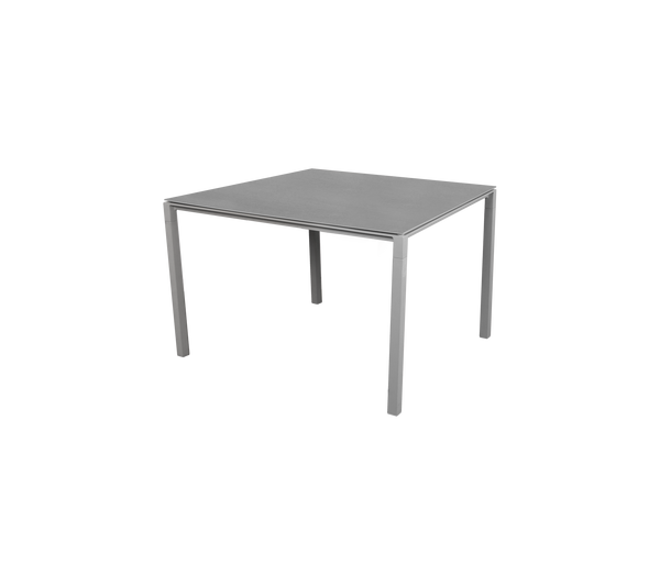 Pure dining table 100x100 cm light grey aluminium with basalt ceramic by Cane-line