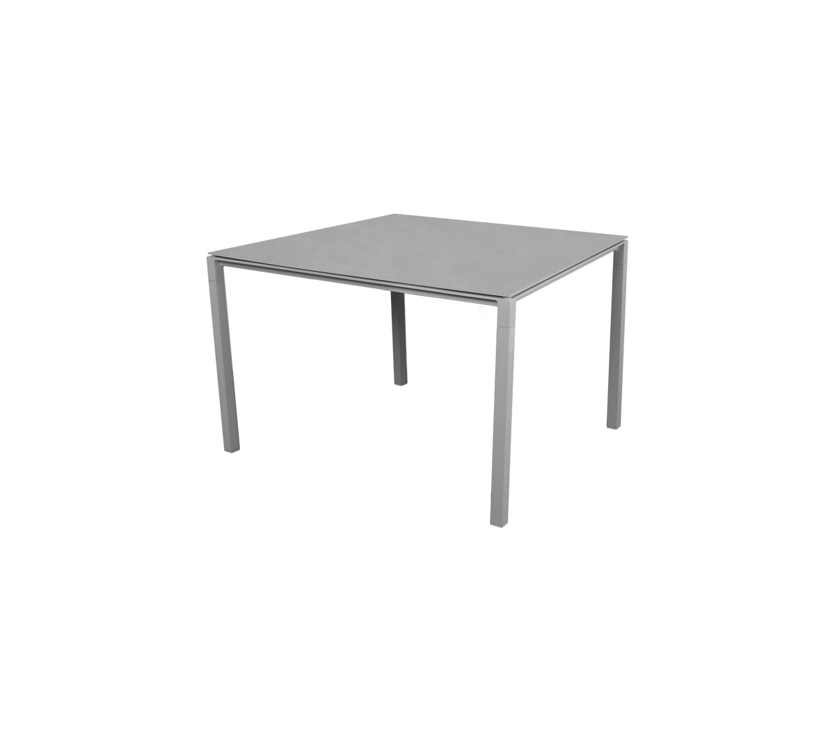 Pure dining table 100x100 cm light grey aluminium with concrete grey ceramic by Cane-line