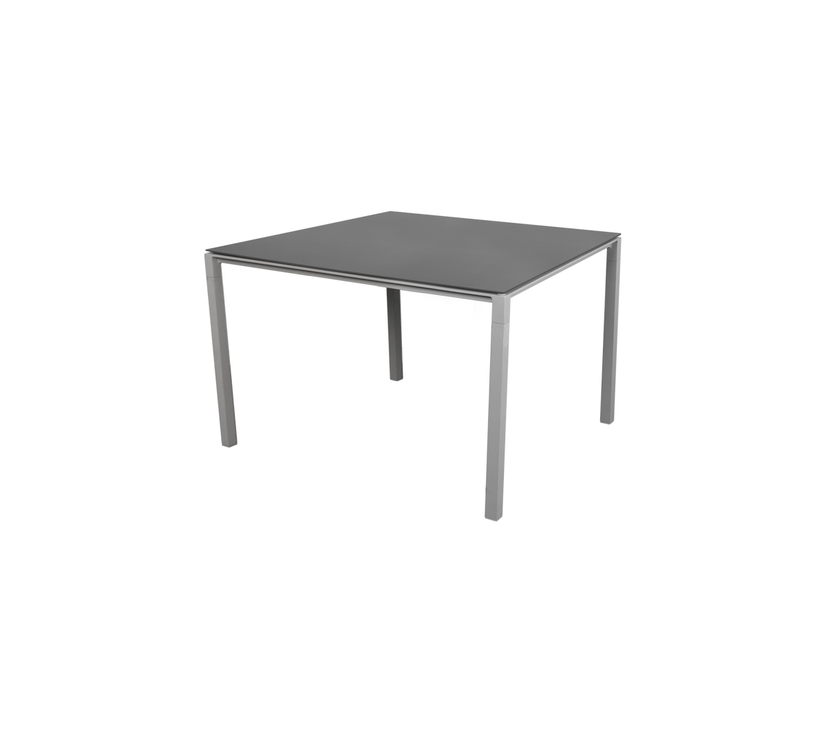 Pure dining table 100x100 cm light grey aluminium with nero black ceramic by Cane-line
