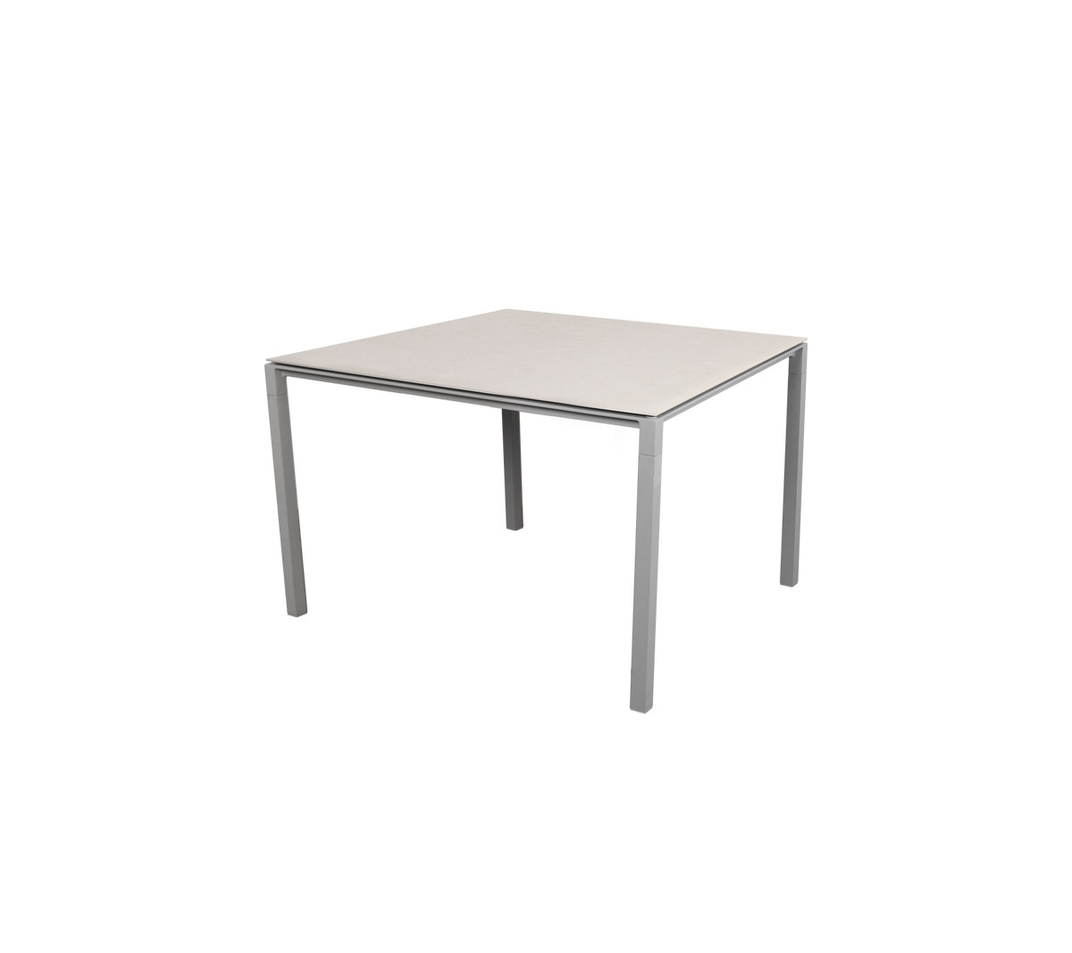 Pure dining table 100x100 cm light grey aluminium with toscana sand ceramic by Cane-line