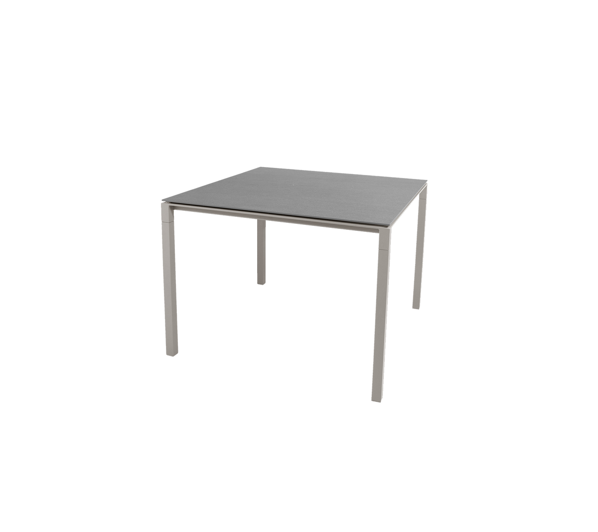 Pure dining table 100x100 cm taupe aluminium with basalt ceramic by Cane-line