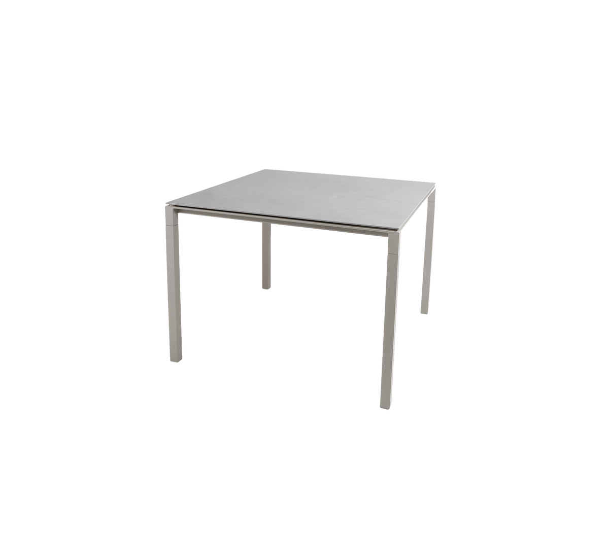 Pure dining table 100x100 cm taupe aluminium with concrete grey ceramic by Cane-line