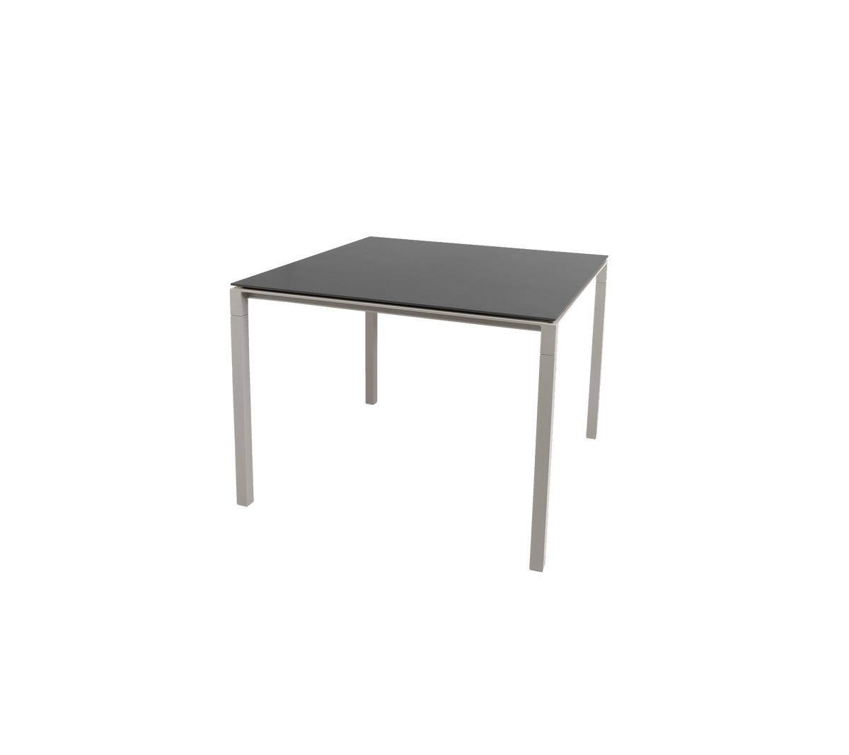 Pure dining table 100x100 cm taupe aluminium with nero black ceramic by Cane-line