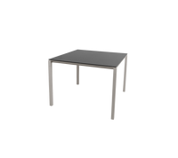 Pure dining table 100x100 cm taupe aluminium with nero black ceramic by Cane-line