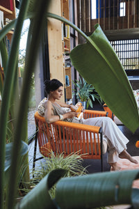 Roberti Corolle lounge chair in orange rope