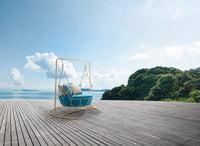 Roberti Gravity 9884 light hanging sofa overlooking the water
