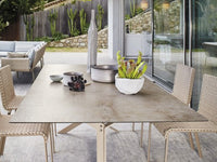 Roberti Key West 4220H dining table with woven outdoor chairs