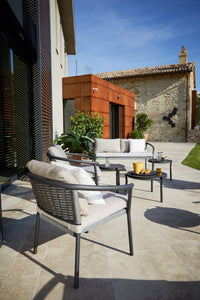 Roberti Lipari 4341 armchair in Graphite showing the woven back