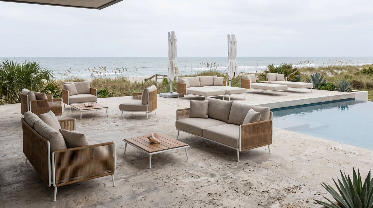 Roberti Venetian Modular System on a beachside pool terrace