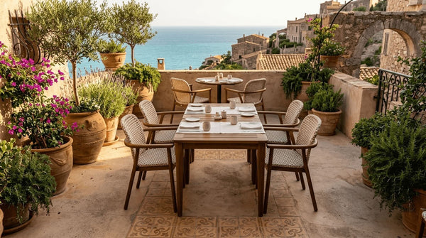 Roberti Venturio outdoor dining chairs on a Mediterranean terrace