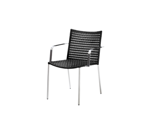 Straw dining chair with armrest by Cane-line, designed by Foersom & Hiort-Lorenzen MDD