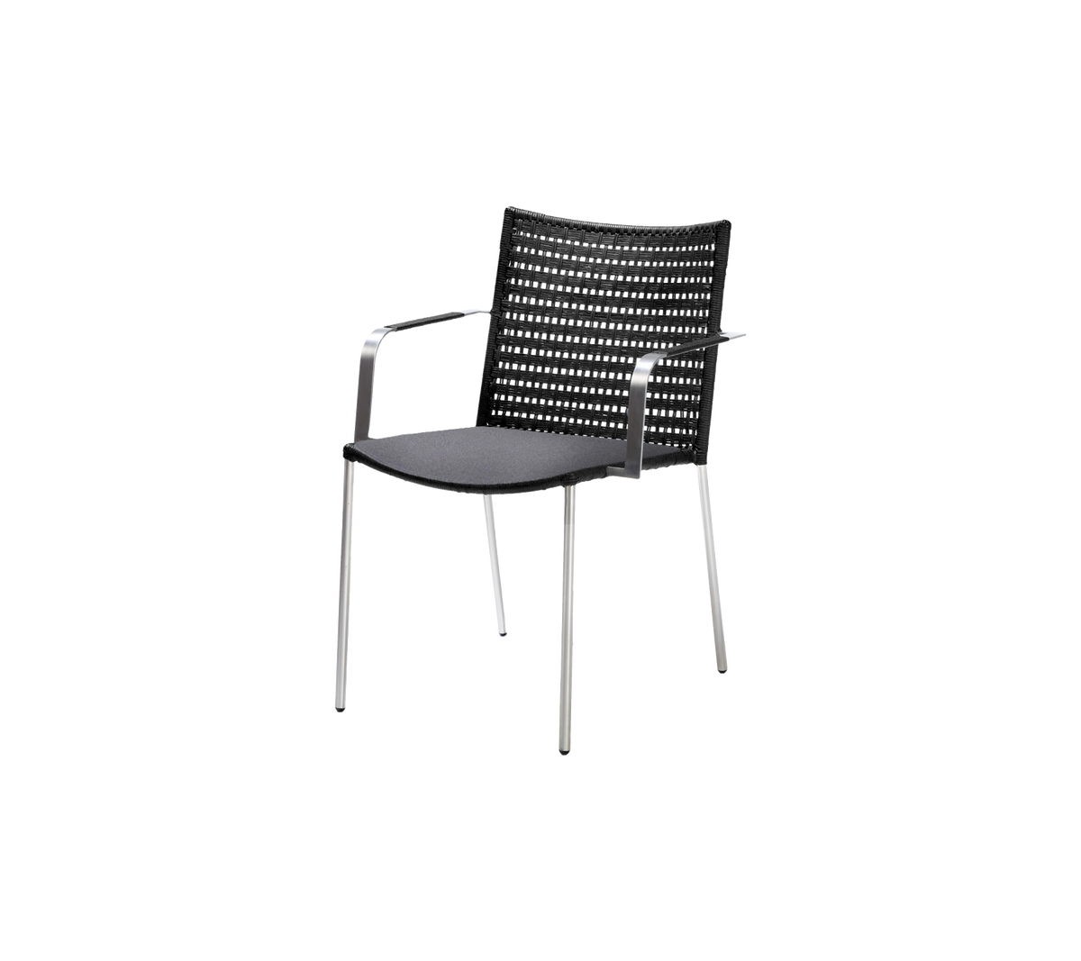 Straw dining chair with armrest by Cane-line, designed by Foersom & Hiort-Lorenzen MDD