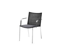 Straw dining chair with armrest by Cane-line, designed by Foersom & Hiort-Lorenzen MDD
