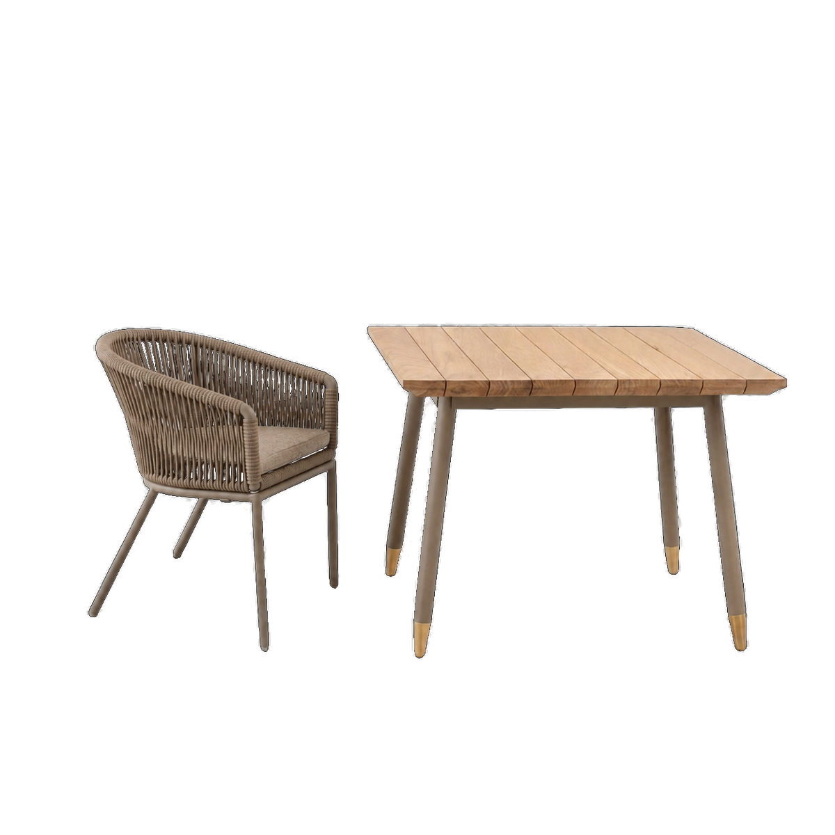 Plank Outdoor Travertine Dining Table with 4 Chairs (Display Sale)