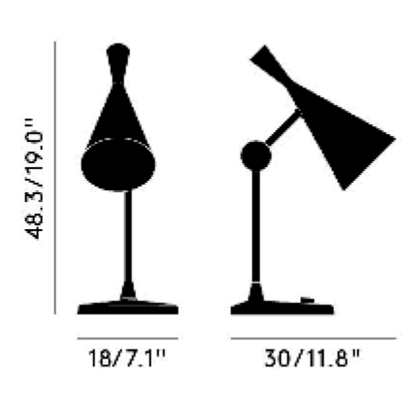 Tom Dixon Unbeaten Table Light specification diagram