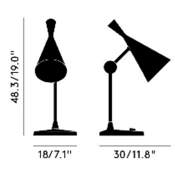 Tom Dixon Unbeaten Table Light specification diagram