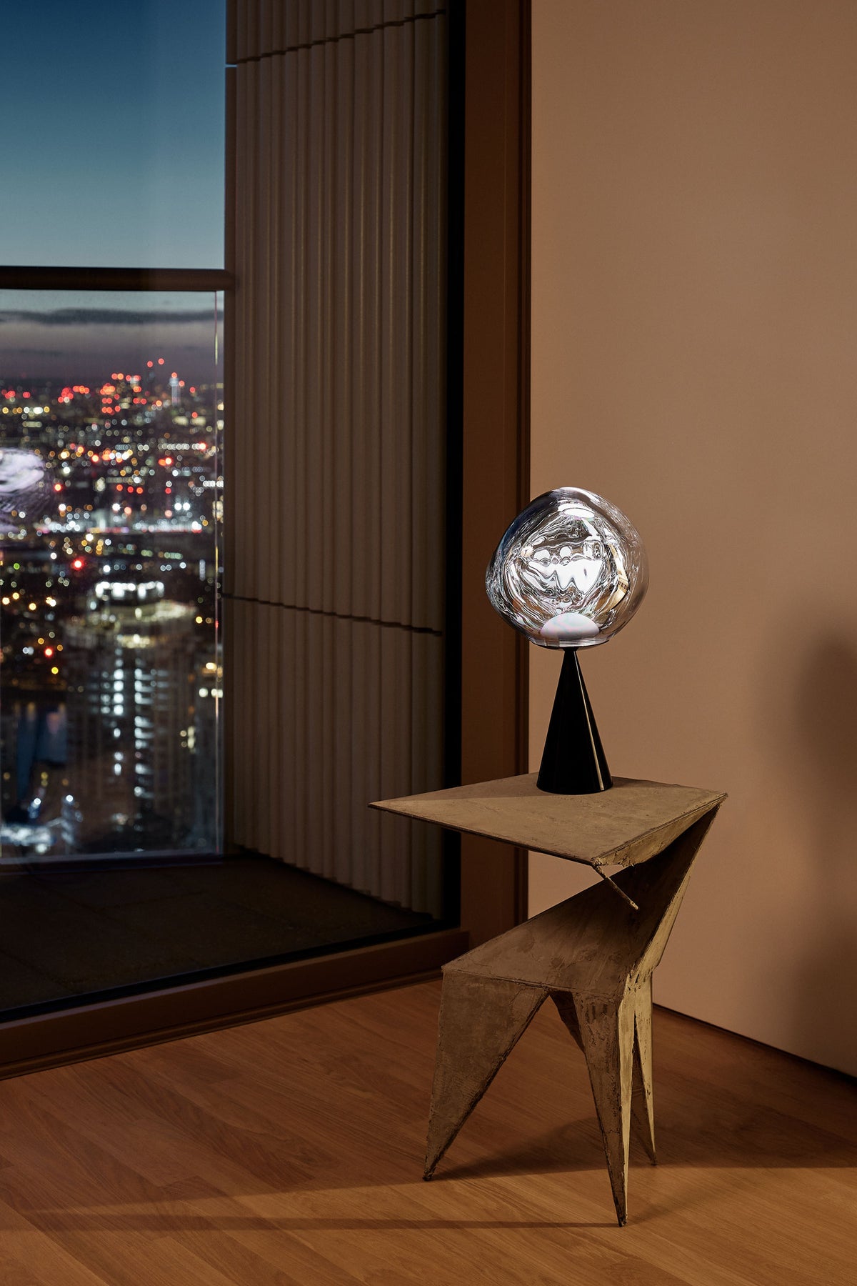 Tom Dixon Melt Fat Cone Table Light in silver, alternate product angle