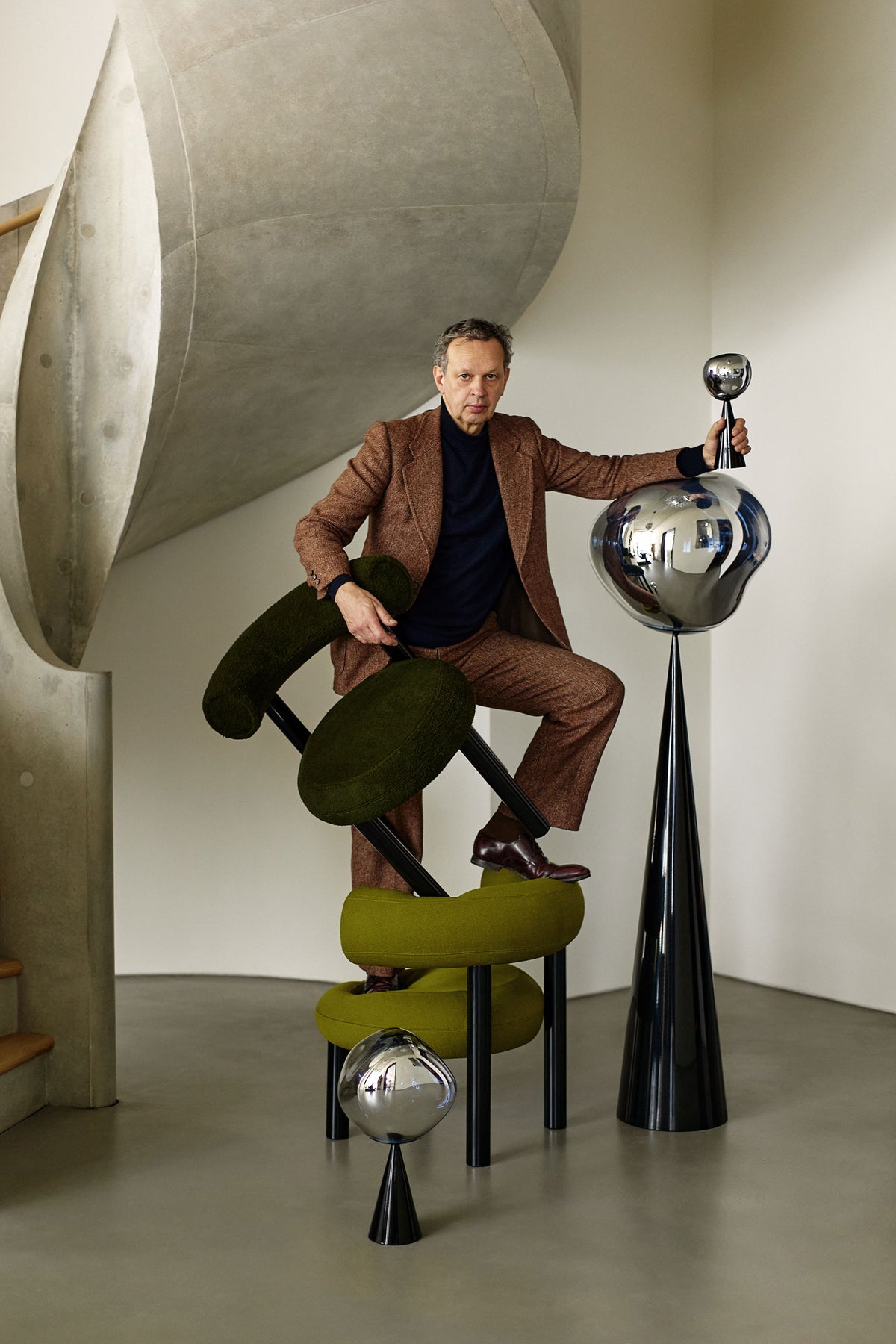 Tom Dixon Melt Fat Cone Table Light in silver, product angle