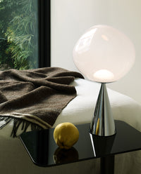 Tom Dixon Melt Opal Fat Cone Table Light with silver hardware, detail view