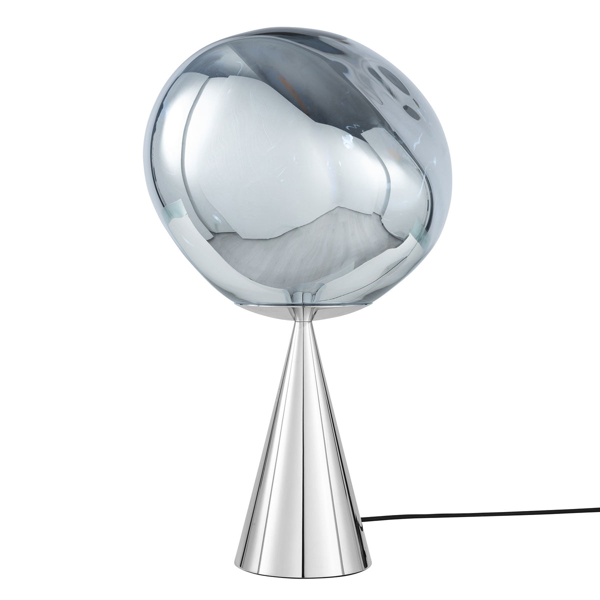Tom Dixon Melt Fat Cone Table Light in silver, detail view