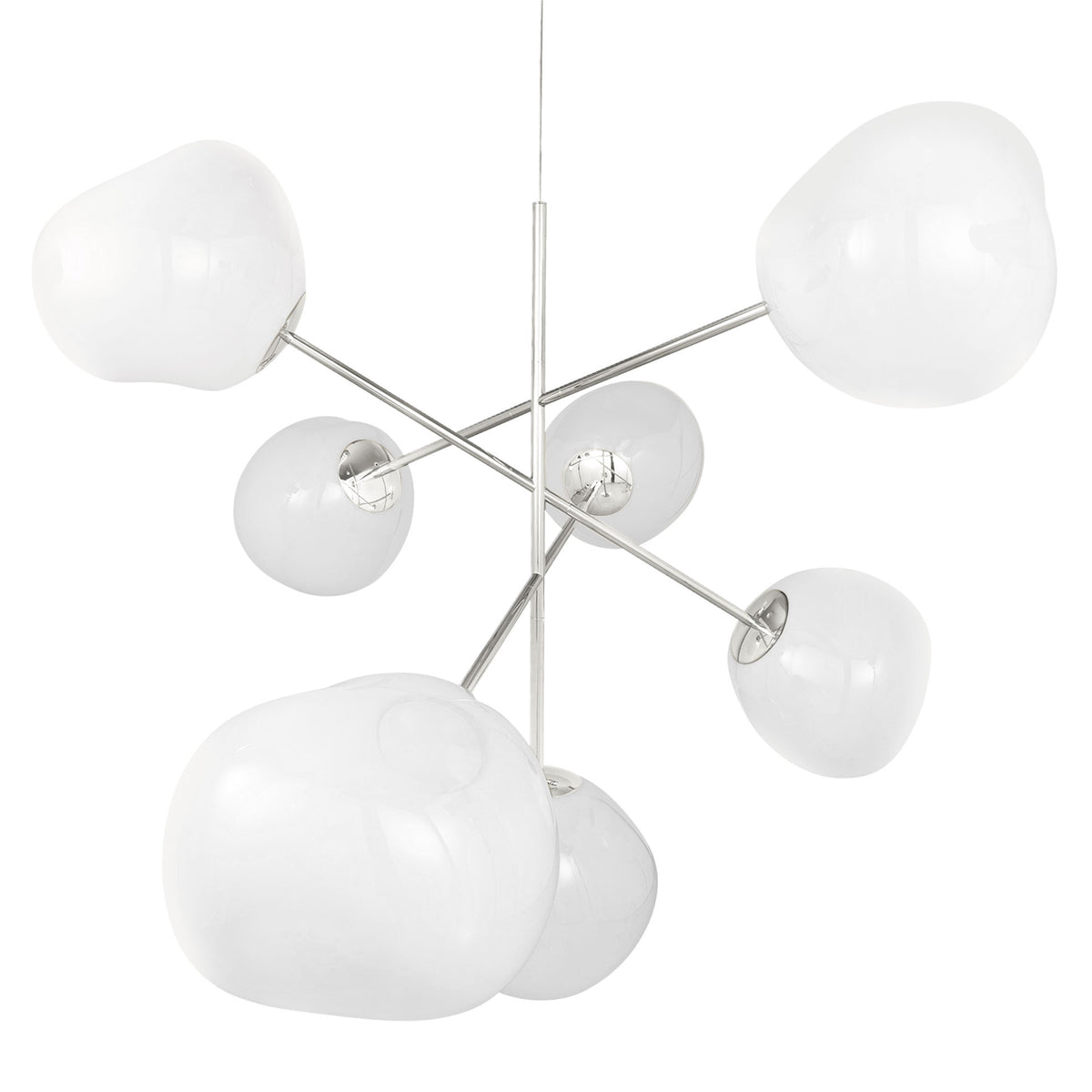 Tom Dixon Melt Opal Large Chandelier with silver hardware, official alternate view