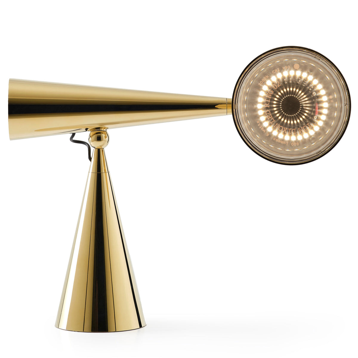 Tom Dixon Pose Task Light in polished gold, close product view