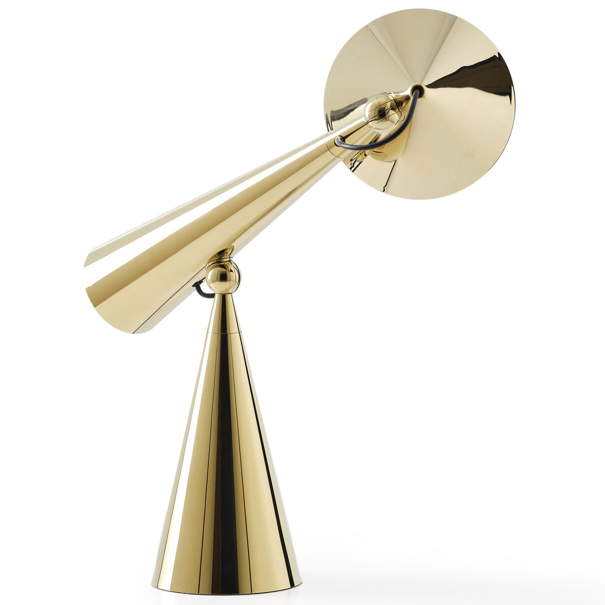 Tom Dixon Pose Task Light in polished gold, alternate angle