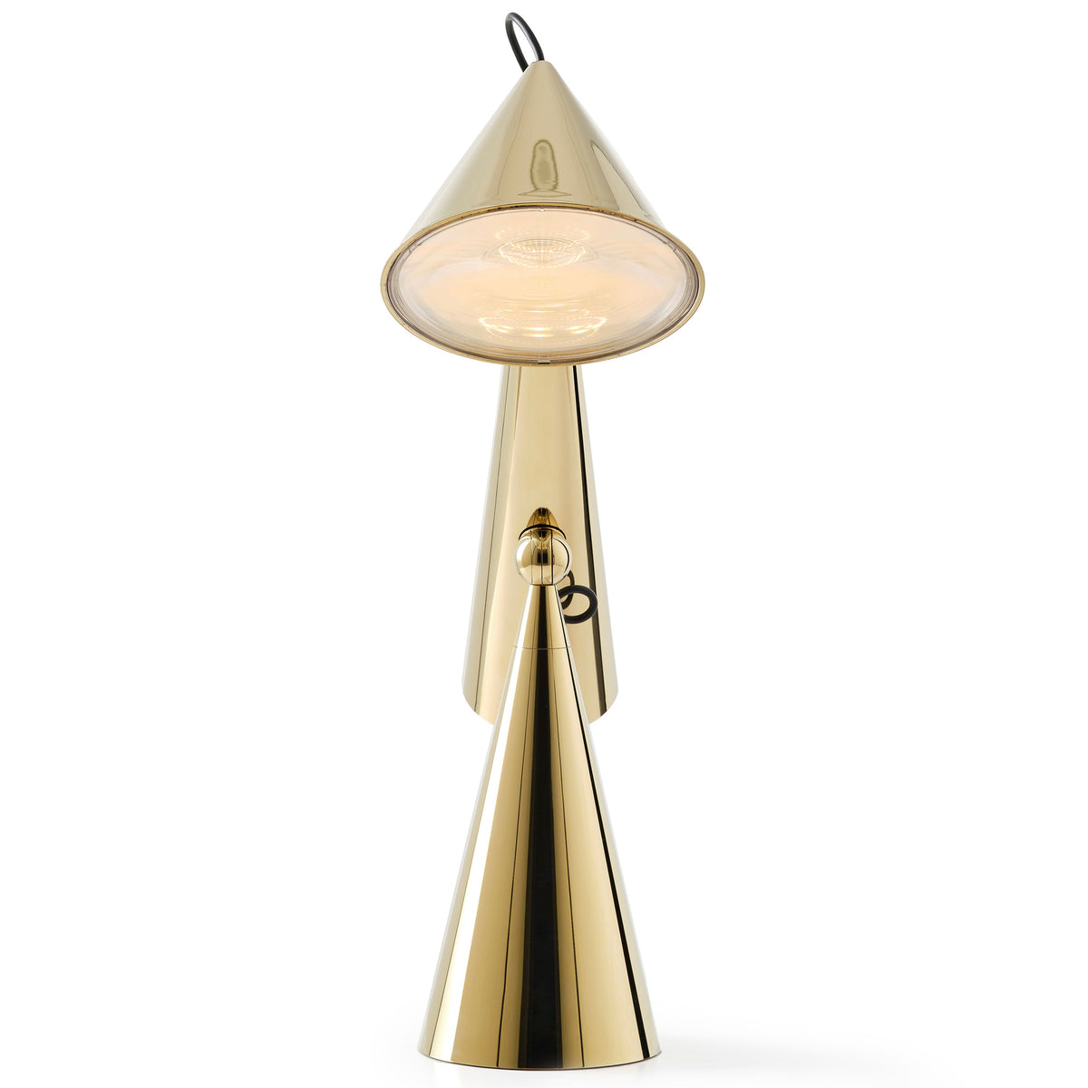 Tom Dixon Pose Task Light in polished gold, angled view