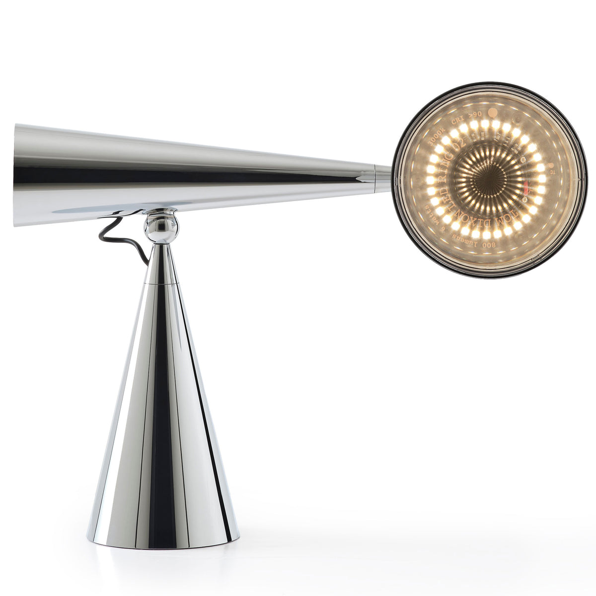 Tom Dixon Pose Task Light in polished silver, close product view