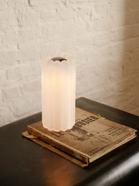Tom Dixon Press Table Light in frosted glass with black cap, alternate view