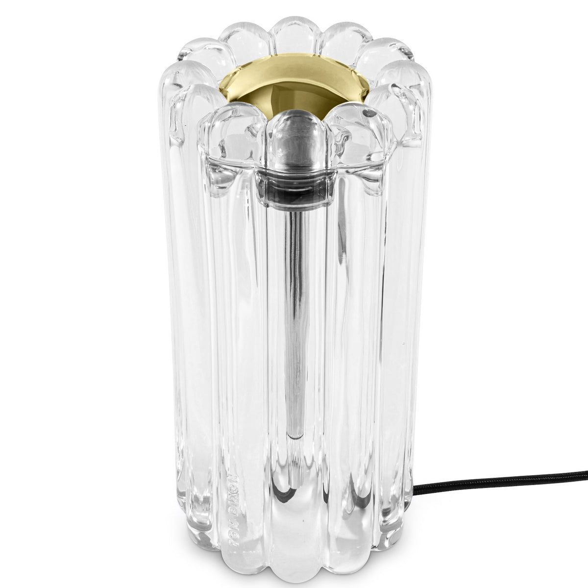 Tom Dixon Press Table Light in clear glass with gold cap, alternate view