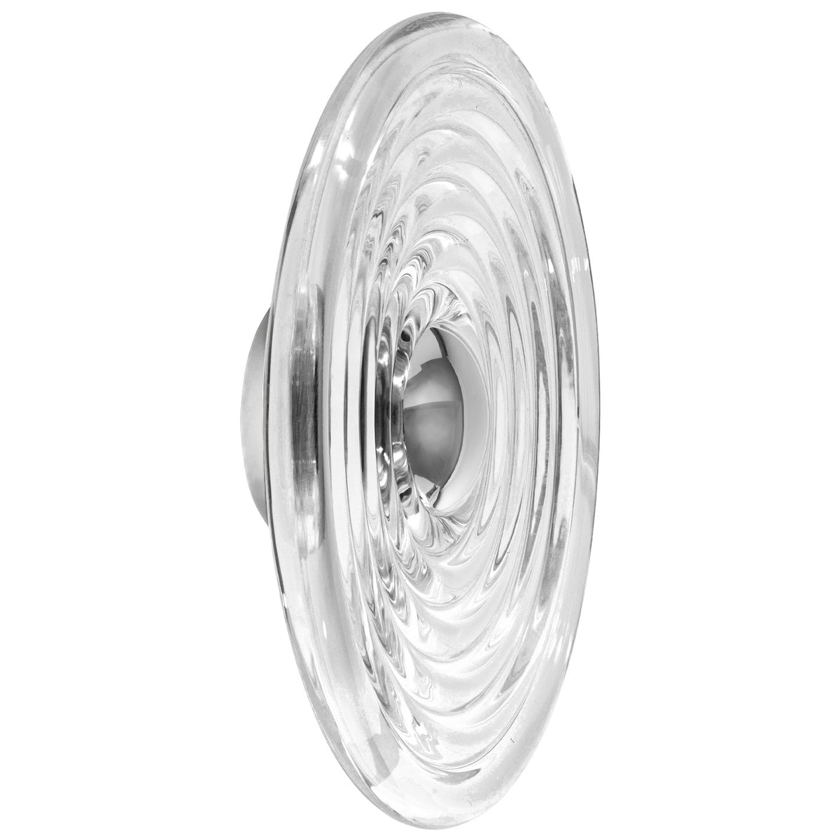 Tom Dixon Press Large Surface Light in clear pressed glass, additional white-background view