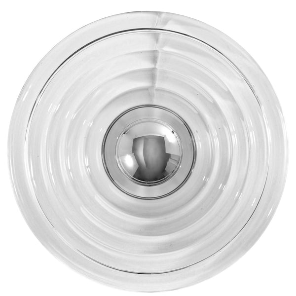 Tom Dixon Press Large Surface Light in clear pressed glass, alternate silver-cap view