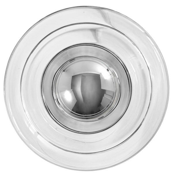 Tom Dixon Press Mini Surface Light in clear pressed glass, alternate silver-cap view