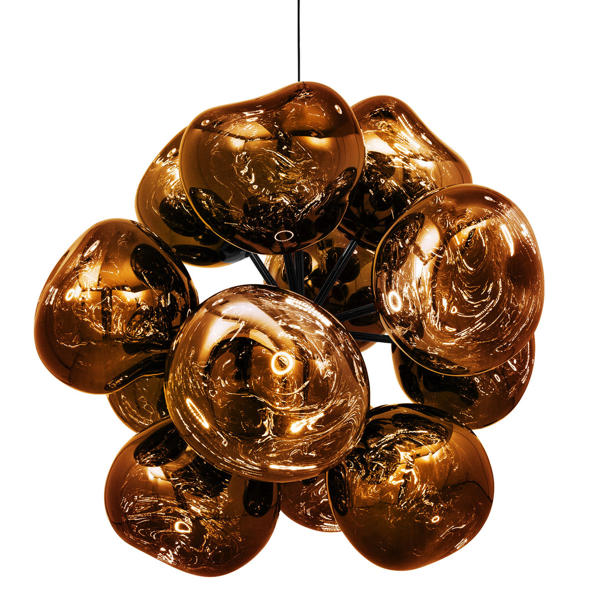 Tom Dixon Melt Burst Chandelier in gold, official additional white-background view