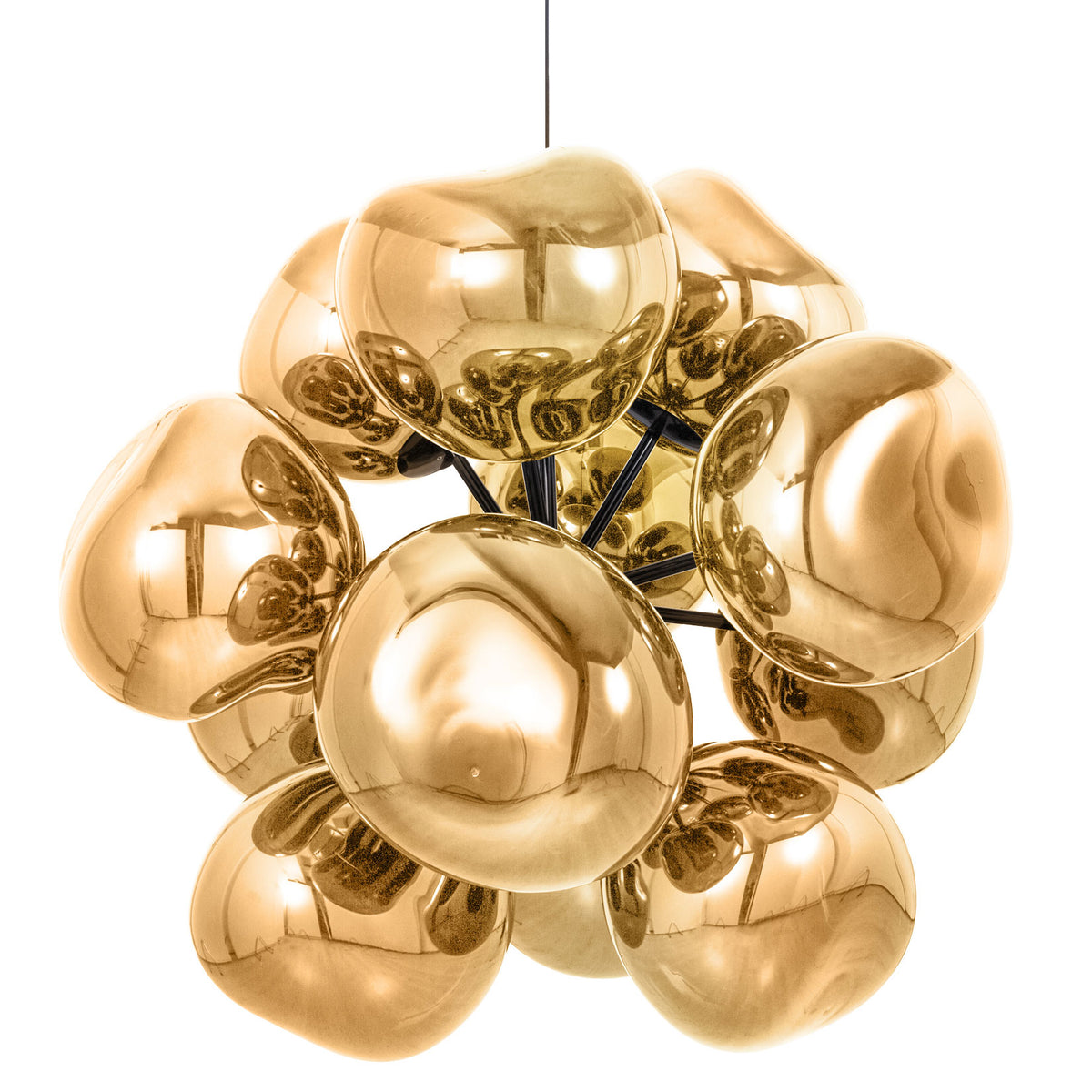 Tom Dixon Melt Burst Chandelier in gold, official alternate white-background view