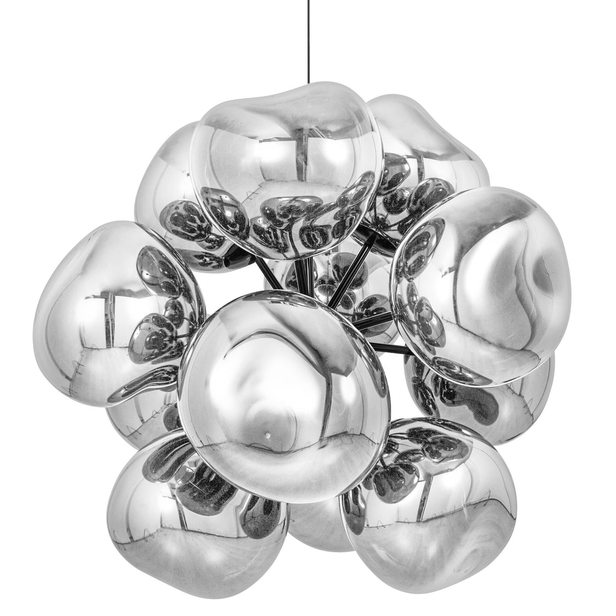 Tom Dixon Melt Burst Chandelier in silver, official alternate white-background view