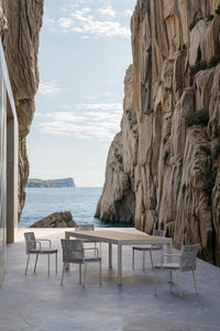 Tempo outdoor dining furniture lifestyle image by SKLD Studio, designed by La Mamba Studio
