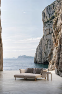 Tempo outdoor chaise lounge lifestyle image by SKLD Studio, designed by La Mamba Studio
