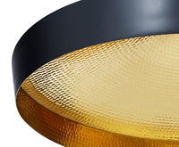 Tom Dixon Beat Flat Pendant in Matt Black Brass, hand-beaten interior detail