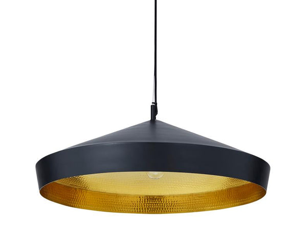 Tom Dixon Beat Flat Pendant in Matt Black Brass, angled studio view