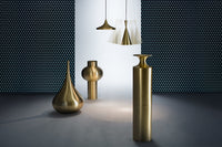Tom Dixon Beat pendants in Polished Brass with Beat vessels