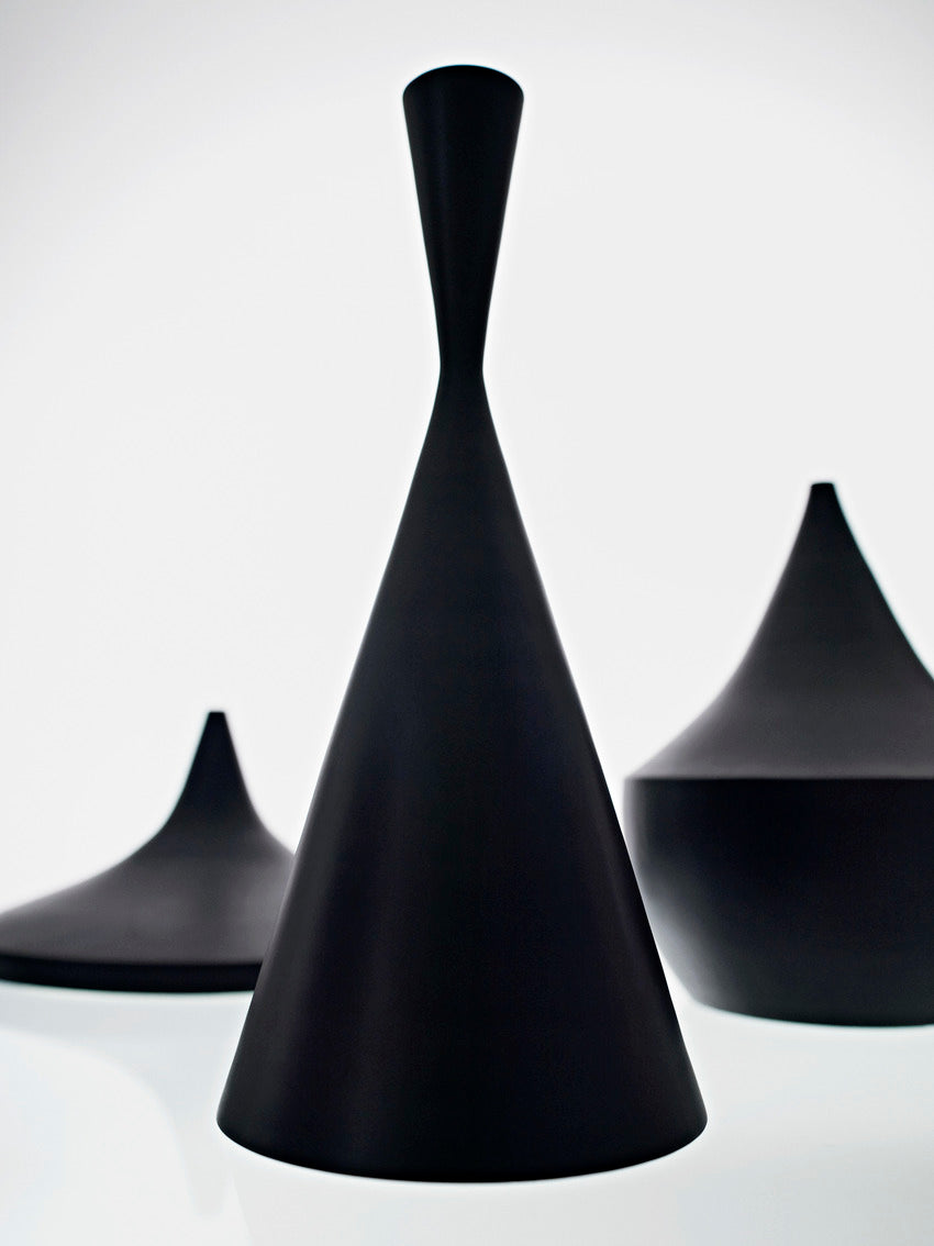 Tom Dixon Beat Tall Pendant in Matt Black Brass with Beat pendant forms