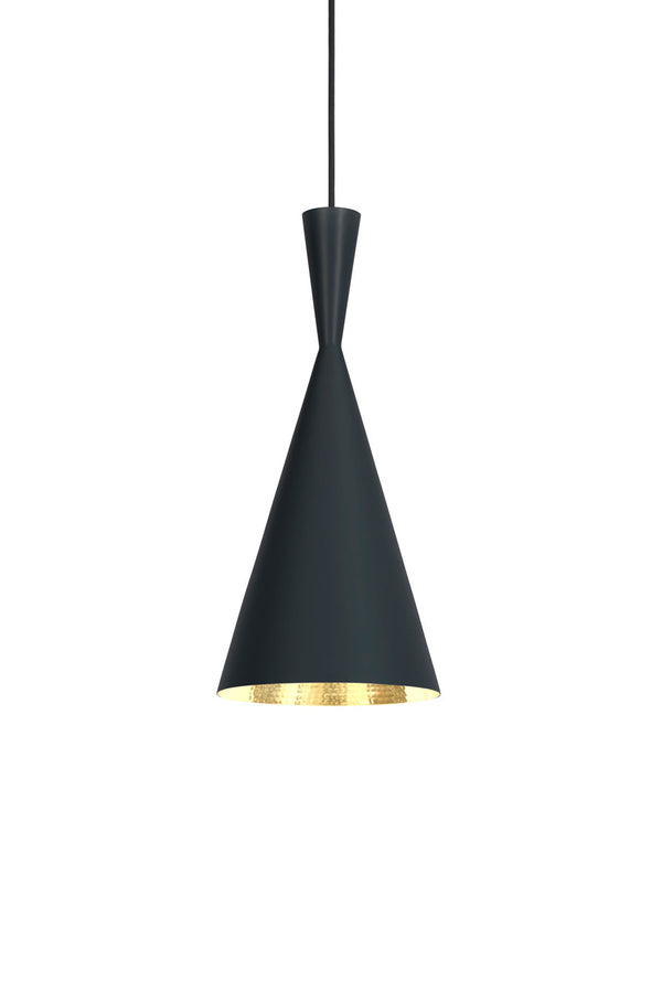 Tom Dixon Beat Tall Pendant in Matt Black Brass, studio view