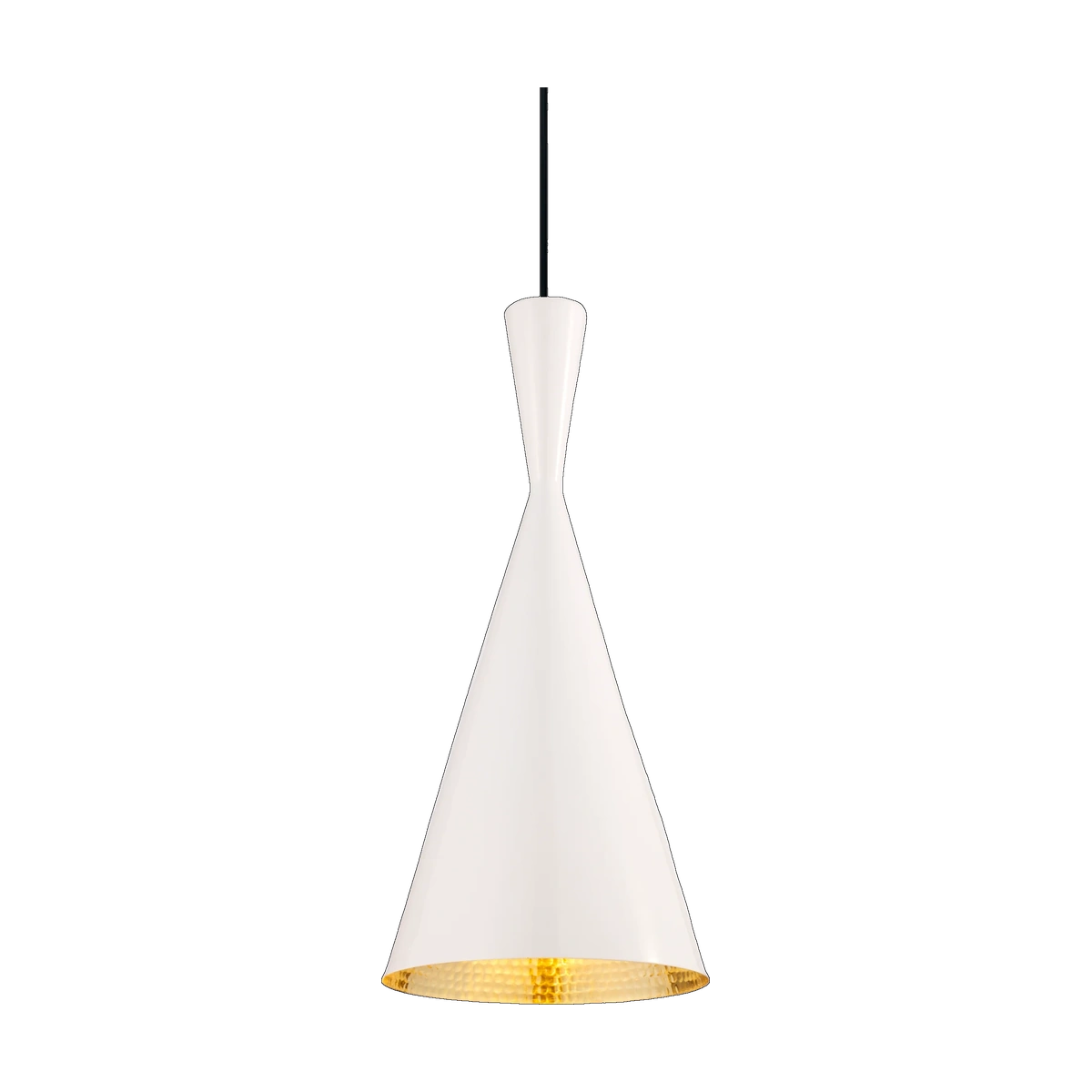 Beat Tall Pendant, White Painted Steel by Tom Dixon