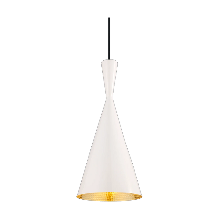 Beat Tall Pendant, White Painted Steel by Tom Dixon
