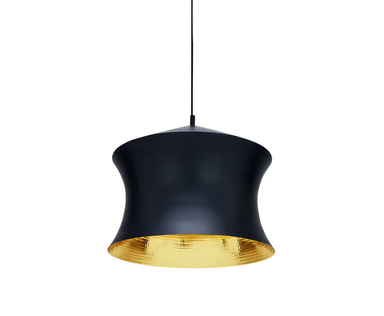 Tom Dixon Beat Waist Pendant in Matt Black Brass, angled studio view