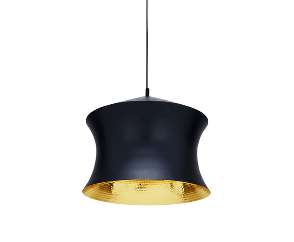 Tom Dixon Beat Waist Pendant in Matt Black Brass, angled studio view